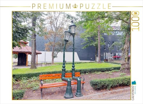 CALVENDO Puzzle Bunzlau - Bolesławiec Romantische Straßenlampen auf der Parkbank | 1000 Teile Lege-Größe 64 x 48 cm Foto-Puzzle für glückliche Stunden