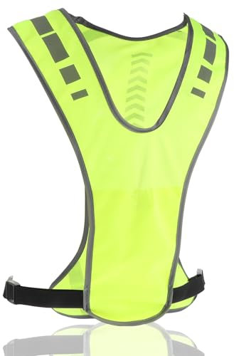 JIEYAO Reflektierende Weste, Einstellbar Sicherheitsweste Warnweste Fahrrad Atmungsaktiv Laufweste mit Tasche Reflektorweste Damen Herren Reflektoren Kleidung für Joggen Wandern Nacht Radfahren Laufen