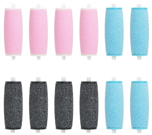 Yerozhui 12 Stück hornhautentferner ersatzrollen für Scholl Velvet Smooth Extra Grobe Mineral Ersatzrollen mit Diamantpartikeln, Nachfüll-Rollen für Hornhautentferner, 3 Rauheitsgrade für Füße