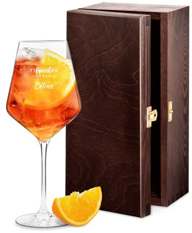 Maverton Verre Aperol Spritz Original Gravé au Laser - Idée Cadeau Femme - Cadeau Original Femme - Verre Personnalisé avec Prénom - Capacité 0.53 l ou 0.35 l - Noel - L'heure de l'apéro