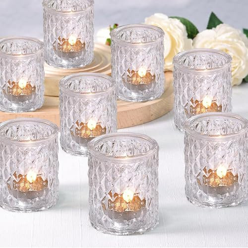 6 Pcs Bougeoirs en Verre pour Bougies Chauffe-Plat, Bougeoirs Transparents pour Bougies Chauffe-Plat pour Les centres de Table de Mariage, Les fêtes et la décoration d'intérieur (6, Clair)