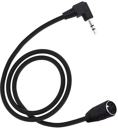 YARCHONN MIDI - Cable DIN hembra de 5 pines a macho de 3,5 mm, ángulo recto de 90 grados, conector jack de 1/8 pulgadas, cable adaptador de audio estéreo TRS para amplificador de altavoz, sistemas de