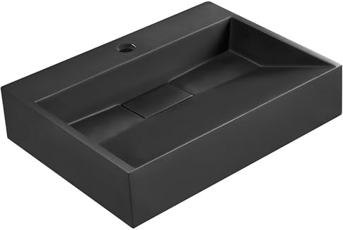 Lavabo bagno classico rettangolare in ceramica finitura lucida 50 x 38 cm nero