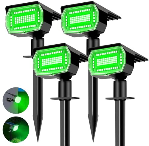 nipify Solarlampen für Außen, 3 Modi Solarstrahler für Aussen, IP65 Wasserdicht Led Solar Strahler für Außen Garten, Solar Gartenleuchten für Weg, Hof, Gehweg St. Patrick's Day Deko, 4 Stück Grün