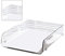 Greensen A4 Box de Almacenamiento de Papel Organizador de Archivos Transparentes Duraderos para Oficina, Abertura Grande para Escritorio, Bandeja de Papel Apilable de Plástico para Escritorio de