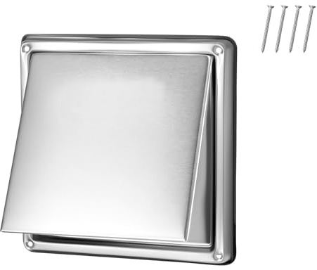 VEVOR 145 mm External Extractor Wall Vent Cover, Square AC Vent Gable Cover, Premium Stainless Steel & with Built-in a Protection Screen, for House,Bathroom,Garage,Kitchen,Basement (1 Pack, Silver)