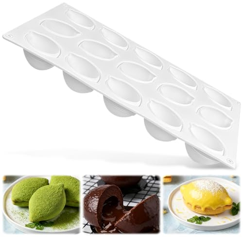 BSTDAYEVER Silikonform Zitrone Formn Zitronenform Silikon Cedric Grolet | 15 LöCher 3D Zitronen Silikonform Frucht Silikonformen für DIY Brownies Kuchen Mousses Pfannen Desserts Pudding