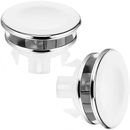 JYSNOW Couvercle de Trop, Trop Plein Lavabo Rond, 2 Pièces | 33*12 mm | Double étanchéité | Acier Inoxydable | Anticorrosion, aux Bacs à Laver, Lavabos et Vasques