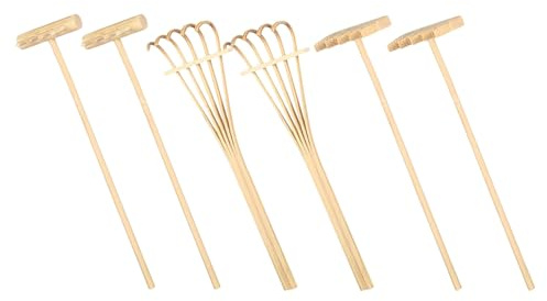 DIYEAH 6 pièces Lot de Mini Râteaux Bambou pour Bac à Sable Zen Outils de Sable Créatifs pour Relaxation Décoration de Bureau et Jardin Japonais Accessoires de Modelage