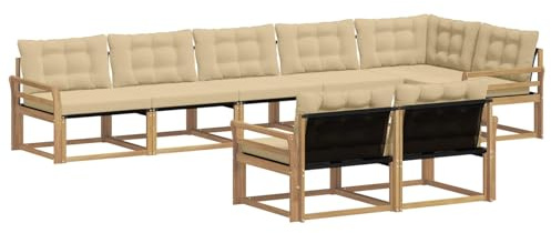 vidaXL Outdoor-Sofagarnitur mit Kissen 8 pcs Weiß und Beige, Gartenmöbel, modernes Outdoor-Sofa, Robustes Eckset für Terrasse, Lounge und Komfort