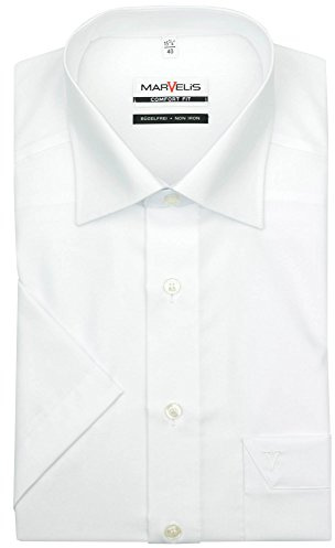 Marvelis Herren Businesshemd Kurzarm Non-Iron Comfort Fit,Einfarbig,New Kent