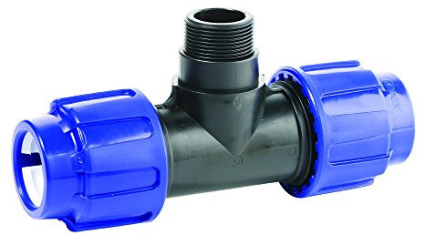 PE Rohr Verschraubung T-Stück 90° 25 mm x 3/4 Außengewinde Trinkwasser