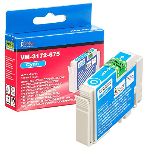 iColor Stylus Sx 105, Kompatibel mit epson: Patrone für Kompatibel mit epson (ersetzt T0712), Cyan (Stylus Dx 4450, Dx 5050, kompatible Tintenpatronen Tintenstrahldrucker)