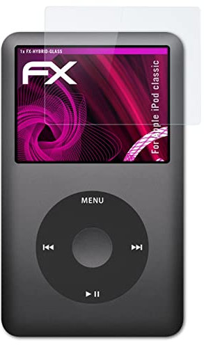 atFoliX Glasfolie kompatibel mit Apple iPod classic Panzerfolie, 9H Hybrid-Glass FX Schutzpanzer Folie