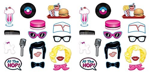 Beistle, 34 Stück 50er-Jahre-Fotoschilder, 8,9 cm bis 26,7 cm, mehrfarbig