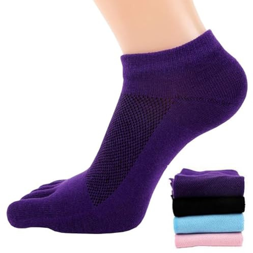 4 Paar Frauen Mesh Lauf- oder Sportsocken, 5-Zehen-Socken Damen Sneaker Socken