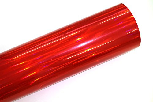 Finest Folia Laser Hologramm Chrom Auto Car Wrapping Folie mit Luftkanälen Holographic Selbstklebend Blasenfrei (20 Meter x 152cm, Rot)