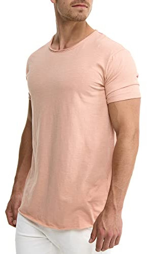 Indicode Herren Willbur Tee T-Shirt mit Rundhals-Ausschnitt | Herrenshirt Sommershirt Cameo Rose, XL