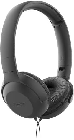 PHILIPS UH201BK/00 On Ear Kopfhörer mit Kabel (Faltbar, Weiche Ohrpolster, Mikro, 1,2 Meter Kabel) Schwarz