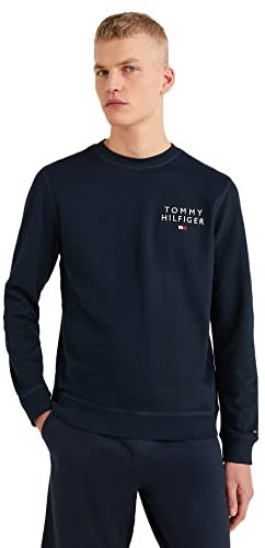 Tommy Hilfiger Hombre Sudadera sin Capucha, Azul (Desert Sky), S