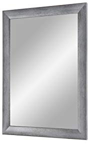 Flex 35 - Wandspiegel 40x30 cm mit Rahmen (Grau gewischt), Spiegel nach Maß mit 35 mm breiter MDF-Holzleiste - Maßgefertigter Spiegelrahmen inkl. Spiegel und stabiler Rückwand mit Aufhängern