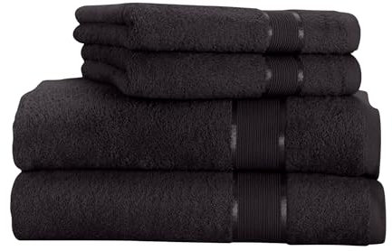 Mixibaby Handtuchset 4 TLG. 2X Handtuch 50 x 100cm 2X Badetuch 100 x 150cm 100% Baumwolle, Farbe:Schwarz