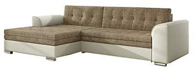 Ecksofa mit Schlaffunktion ohne Bettkasten Couch L-Form Polstergarnitur Wohnlandschaft Polstersofa mit Ottomane Couchgranitur mit Bettfunktion - CARLOS (Beige+Beige (Berlin 03+Soft 33), Ecksofa Links)