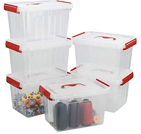 Kiddream Clear Storage Box with Lid, 6 Liter Small Plastic Box Set of 6
