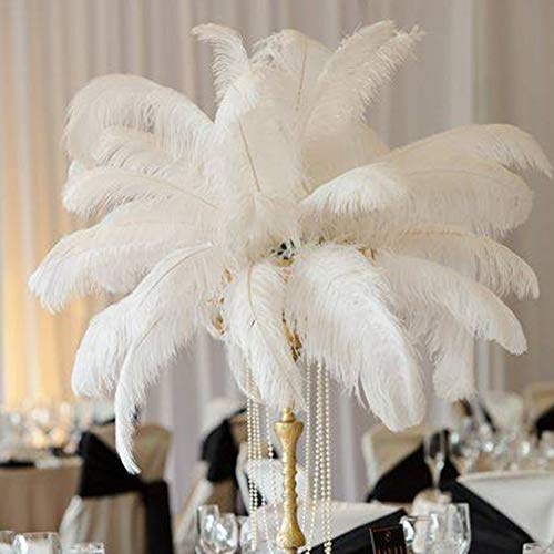 LICHENGTAI 10 Stück Natürliche Straußenfedern, Straußenfedern Feder Weiß Natürlich für Hochzeit Party Deko, Verschiedene Geburtstagsfeier Hochzeitsfest Partydekorationen, 45-50cm