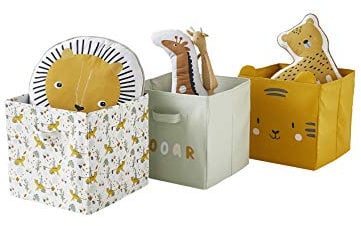 Vertbaudet VERTBAUDET3er-Set Kinder Aufbewahrungsboxen „Pandafreunde“grün+senfgelb+bedrucktONE Size