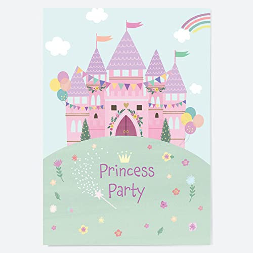 Dotty about Paper Kids Birthday Invitations - Princess Castle - Pack of 10. Birthday Party Invitations, Girls Birthday Party, Pretty Birthday Invites, Princess Party (4033)