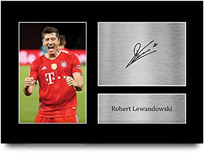 HWC Trading A4 Robert Lewandowski Bayern Munich Geschenke Gedruckt, Signiert Autogramm Bild, Für Fußball-Fans Und Anhänger