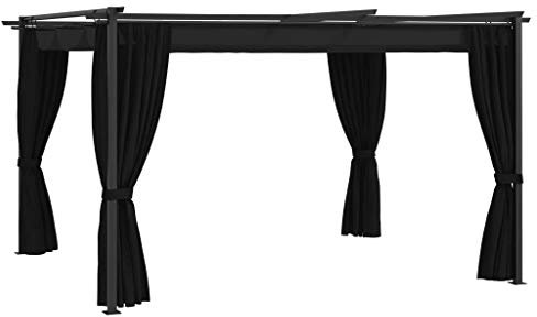 Gazebo da giardino Pergola, impermeabile, con tetto scorrevole per giardino, terrazza, ombreggiatura UV, 4 x 3 m, antracite