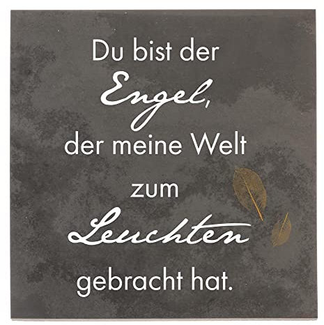 Dolorino Grabtafel mit Spruch | wetterfest | mit Trauerspruch 'Du Bist Der Engel' | 14x14cm