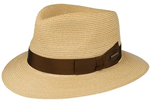 Stetson Uni Hemp Traveller Strohhut Sommerhut Sonnenhut Strandhut Travellerhut Hanfhut Damen/Herren - Made in Italy mit Ripsband Frühling-Sommer - S (54-55 cm) Natur