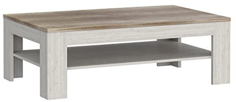 Newroom Couchtisch Pinie Weiß Wohnzimmertisch Modern - 120x43x75 cm (BxHxT) - Sofatisch Ablagetisch Tisch - [Coby.Fourteen] Wohnzimmer Wohnstube