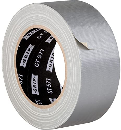 GRIP Eventbasics Gaffa Tape silber 50 mm x 25 m, Profi Gewebeband GT 571, sehr hohe Klebkraft, gewebeverstärktes Allround Klebeband zum Reparieren, Bündeln und Befestigen