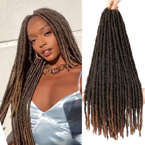 SOKU Longue Ligne Droite Faux Locs Crochet Cheveux 5 Packs/lot Dreadlocks 66cm Doux Ombre Brun Crochet Locs Tressage Extensions De Cheveu Dreadlocks Synthétiques