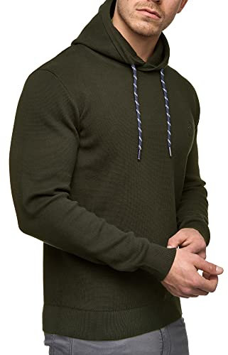 Indicode Herren Longview Sweatshirt mit Kapuze | Hoodie Kapuzenpullover für Männer Army, S