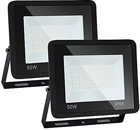 Yakimz Foco LED para exteriores, 50 W iluminación de seguridad, 3000 K, luz blanca cálida, 4250 lm, superbrillante Proyectores LED, IP66, resistente al agua, 120 °, para jardín, garaje, hotel, patio