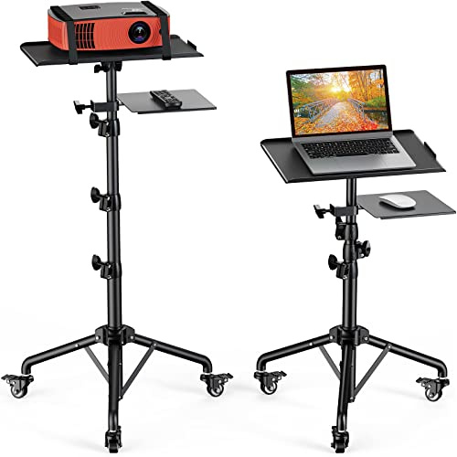 Amada AMPS05 Support de projecteur avec roulettes, trépied pour ordinateur portable avec sac, support pour ordinateur portable avec plateau de souris, trépied réglable en hauteur pour ordinateur