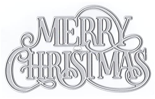 DzIxY Merry Christmas Words Metall-Stanzformen für Kartenherstellung, Prägepapier, Stanzformen, Sets, Alben, Scrapbooking, Vorlagen, Schablonen, Aufbewahrungstaschen