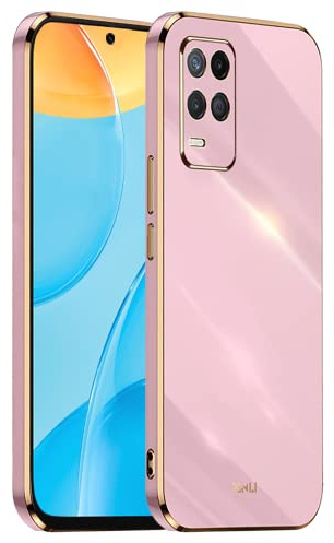 EASSGU Galvanisierter Rahmen Handyhülle für Realme 8 5G / Realme Narzo 30 5G (6.5 Inches), Weiche TPU Silikon Schutzhülle - Violett