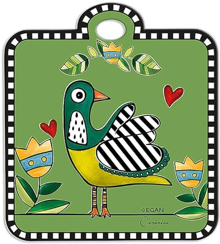 EGAN Dessous de plat Collection Cocoricò. Objet réalisé en céramique émaillée de couleur verte. Dimensions : 16 x 18 cm. La référence est 228036.