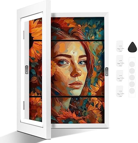 Dulov Weiß Bilderrahmen Kinderzeichnungen A3 Set - 34X46cm Kids Art Frame for Wall, Kinder Kunst Bilderrahmen Befüllbar, Rahmen für Kinderbilder, 1 Stück Kunstfotorahmen Aufklappbar mit Frontöffnung