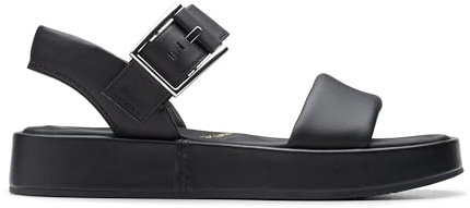 Clarks Femme Alda Strap Sandale, Cuir Noir, 42 EU