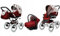 BabyLux® Bambini Passeggino Completo Set 3 in 1 - Margaret - incl. Navicella, Canna, Seggiolino Auto - Carrozzina Neonati Sistema Combinato - con Borsa fasciatoio, Copertura antipioggia ecc.