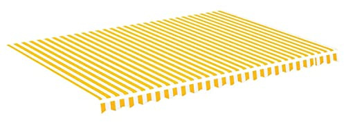 Tidyard Markisenstoff Sonnenschutz | Ersatzstoff Markisenbespannung | aus Polyester mit PU-Beschichtung | ohne Rahmen, Gelb und Weiß 5x3,5 m