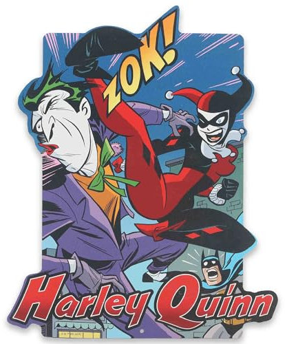 Open Road Brands DC Comics Harley Quinn und Joker Metallschild – Vintage Harley Quinn Wanddekoration für Männerhöhle, Jugendzimmer oder Filmzimmer