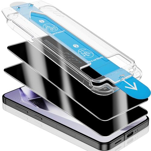 UniqueMe Sichtschutz für Samsung Galaxy S24 Panzer Schutz Glas, Bruchsicher Militärniveau, Dauerhaft 9H, Folie für Samsung Galaxy S24 Schutzfolie, 2 Stück